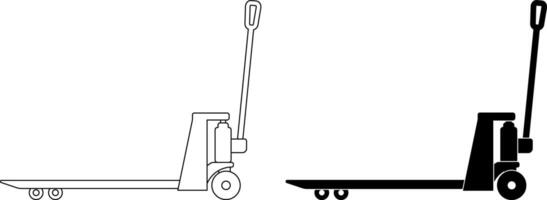 side view manual pallet jack icon set vector