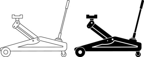 side view Car floor jack icon set vector