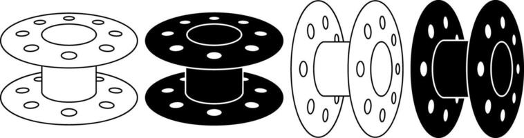 outline silhouette bobbin or spool icon set vector