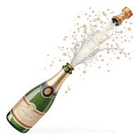 Festive Champagne Bottle Popping Open with Sparks and Bubbles png