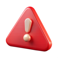 3D Red Alert Triangle with Exclamation Mark, Smooth Plastic Surface png