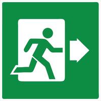 Classic Emergency Exit Sign Icon with Green Background and White Running Figure vector