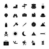 bundle outdoor line icon set vector