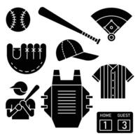 baseball solid icon set vector