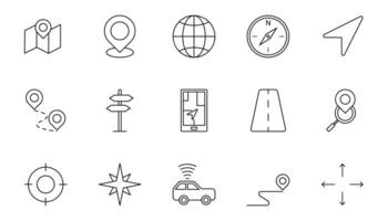 navigation line icon set vector