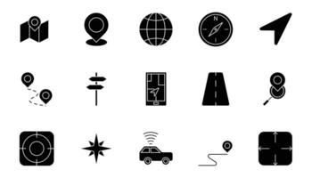 navigation solid icon set vector