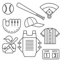 baseball line icon set vector