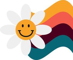 Funny with emoji and rainbow in groovy style vector