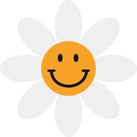 Daisy groovy flower with emoji vector