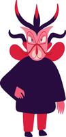 Red funny devil. bright Strange ugly Halloween character vector