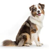 A dog sitting on a white background photo
