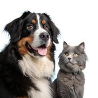 A dog and cat are posing for the camera photo