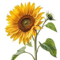 A sunflower is shown on a white background photo