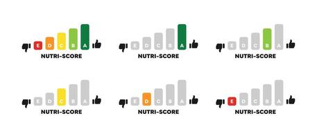 Nutri-score labels. Food nutrition labels vector