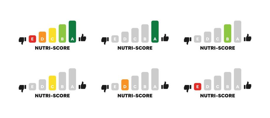 Nutri-score labels. Food nutrition labels