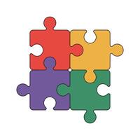 Four colorful puzzle pieces connected together connection vector