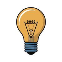 Yellow light bulb with blue base and black outline vector