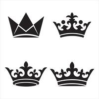Four black royal crowns on white background monarchy vector