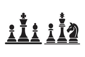 Black chess pieces king pawn bishop and knight on white game strategy vector