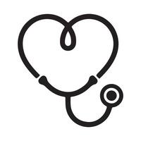 Black stethoscope forming heart shape on white background vector
