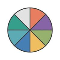 Segmented circle graphic with eight colorful sections and dark outline vector
