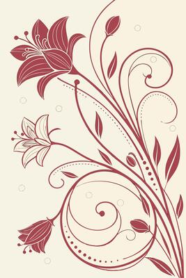 Art nouveau swirls and florals in soft cream and burgundy, decorative background
