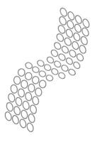 A pattern of black outlined ovals arranged in a curving, parallel formation against a plain white background vector