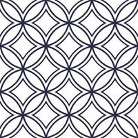 Seamless pattern of overlapping circles with a dark blue outline on a white background, creating a geometric design with diamond shapes vector