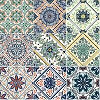 Colorful geometric tile patterns vector