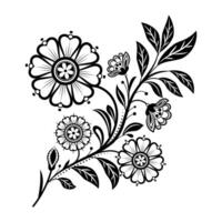 Abstract floral design on white background Vintage floral ethnic tapestry modern embroidery texture boho design vector
