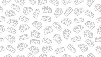 Cheese pattern background. Seamless motif of cheese doodle. Hand drawn black and white cheese wallpaper vector