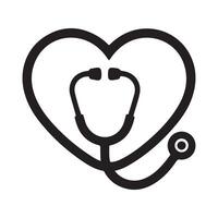 Black stethoscope inside heart outline graphic medical vector