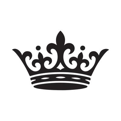 Black ornate crown with fleur de lis and dots white