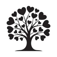 Black heart tree silhouette with white background vector