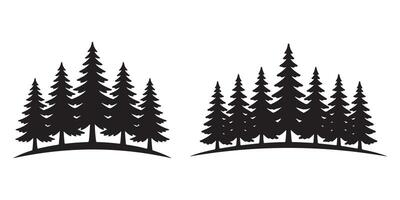 Black silhouette pine trees on white background forest vector
