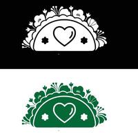 Two different logos for a taco and a heart vector