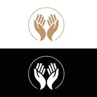 Two hands are holding each other in a circle logo vector