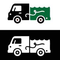 Two different types of trucks with a green and white background vector