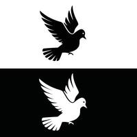 Two black and white images of a dove vector