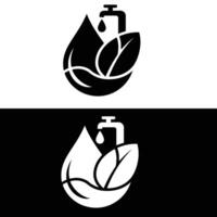 un logo para un agua empresa con un hoja y un soltar vector