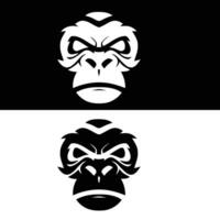 Two different gorilla head designs on black and white vector