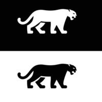 A black and white image of a panther and a white one vector