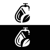 dos logos para un agua grifo y un hoja vector