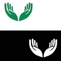 Two different logos for a green and white hand vector