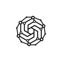 Hexagon logo. Tech logo. Modern Globe Network Connection Technology internet web vector
