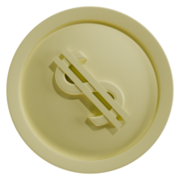 Golden Coin with Dollar Symbol 3D Render png