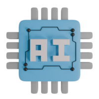 A blue and gray computer chip with the word ai png