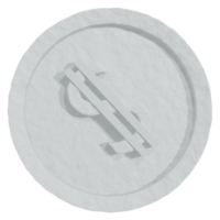 Frozen Coin with Dollar Symbol Icy Style 3D Render png