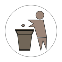 a man throwing trash into a trash can icon png