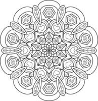 Geometric Mandala Design with Hearts and Stars for Calming Meditation, Relaxation, and Creative Artistic Projects vector